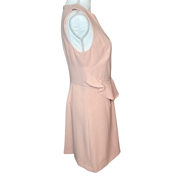 Vince Camuto Blush Pink Sleeveless Sheath Dress with Asymmetrical Ruffle Sz 10 - Picture 3 of 9